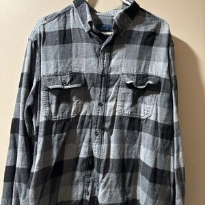 George Charcoal and Light Gray Plaid Shirt